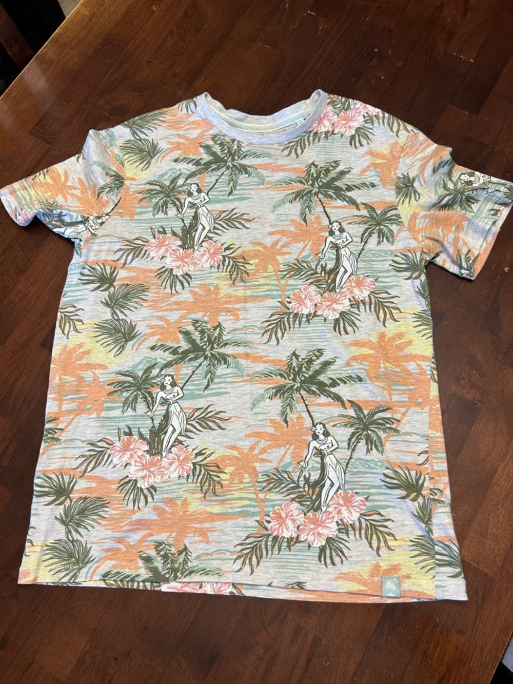 Free Planet Men Tropical Surf Graphic Tee - Pastel Orange, Green, Pink